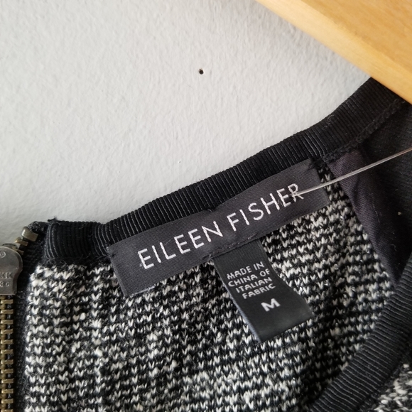 Eileen Fisher Tweed Panel Sheath Ponte Dress - Picture 3 of 8